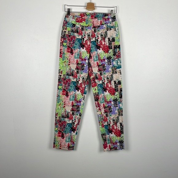 Slim-sation multicolor paint splatter pull-on 2 pocket ankle pants Size 4 - Picture 1 of 6